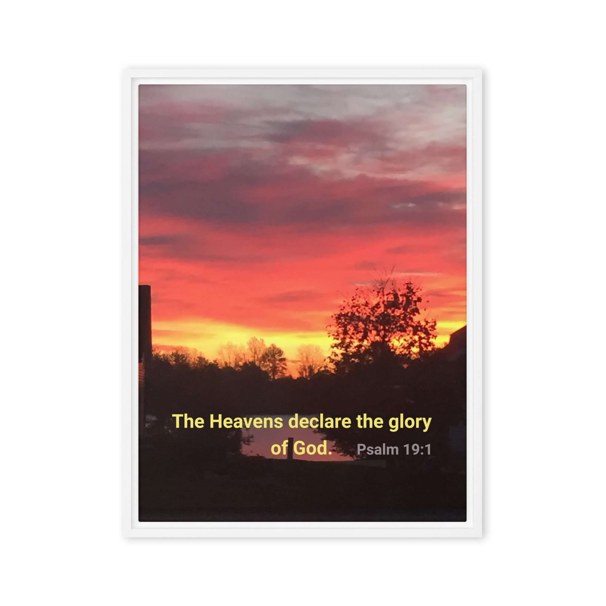 Psalm 19:1 Bible Verse, Sunset Glory Framed Canvas