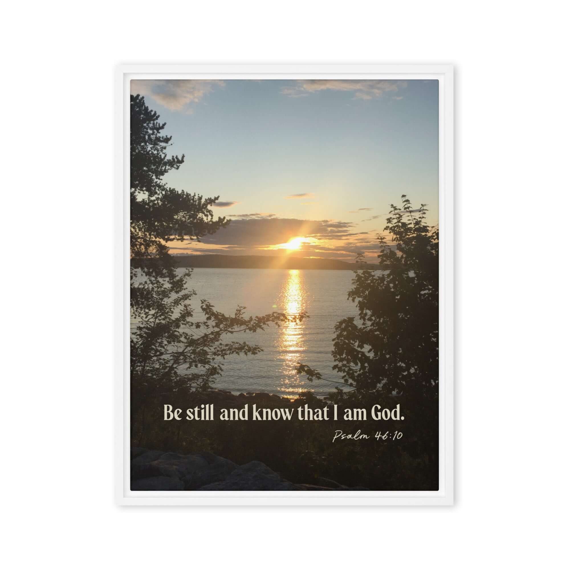 Psalm 46:10 Bible Verse, Sunset Glory Framed Canvas