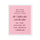 1 John 4:14 - Bible Verse, We have seen Framed Canvas