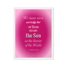 1 John 4:14 - Bible Verse, that the Father Framed Canvas