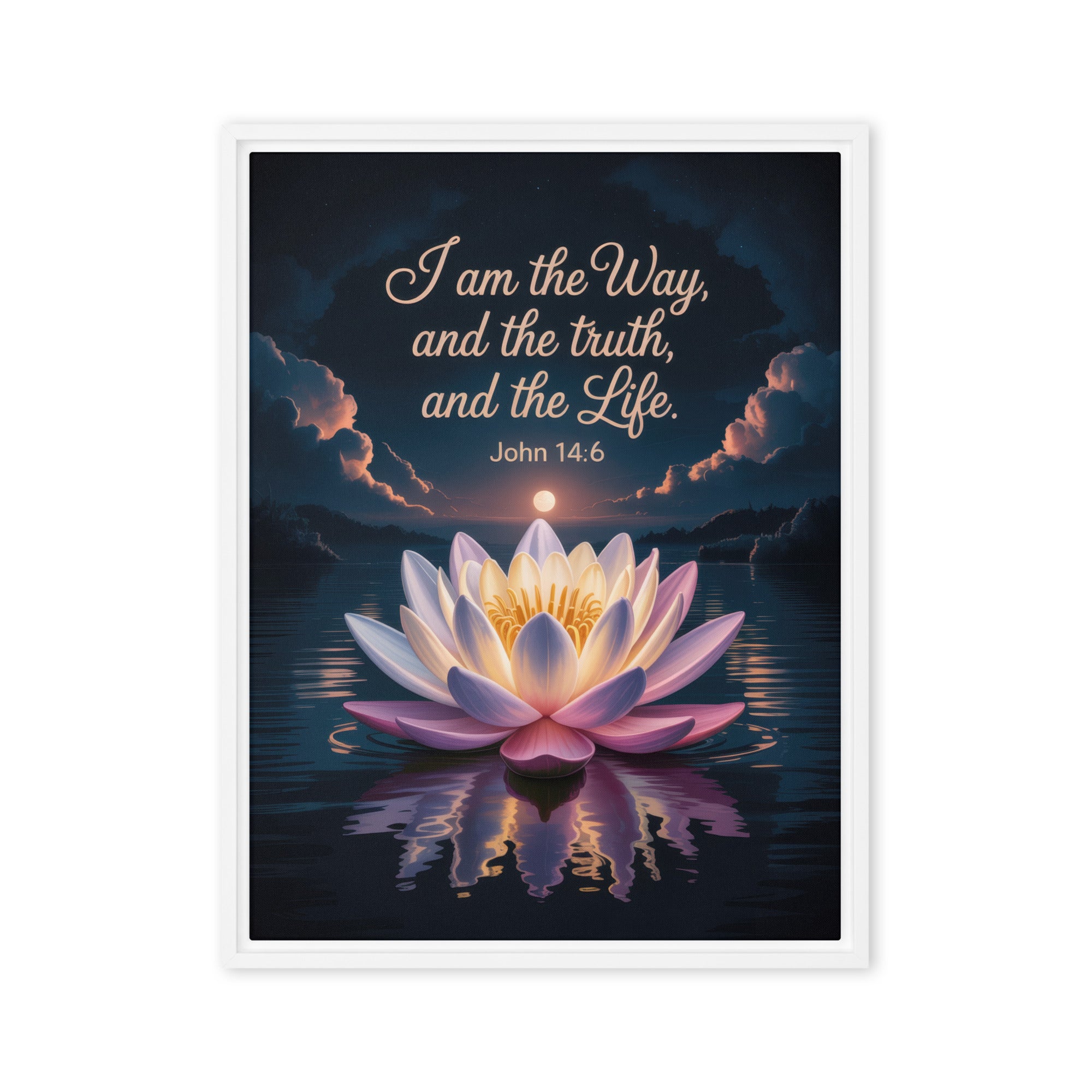John 14:6 Bible Verse The Way Framed Canvas White 24″×32″