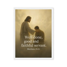 Matthew 25:21 Bible Verse Well Done Framed Canvas White 24″×32″