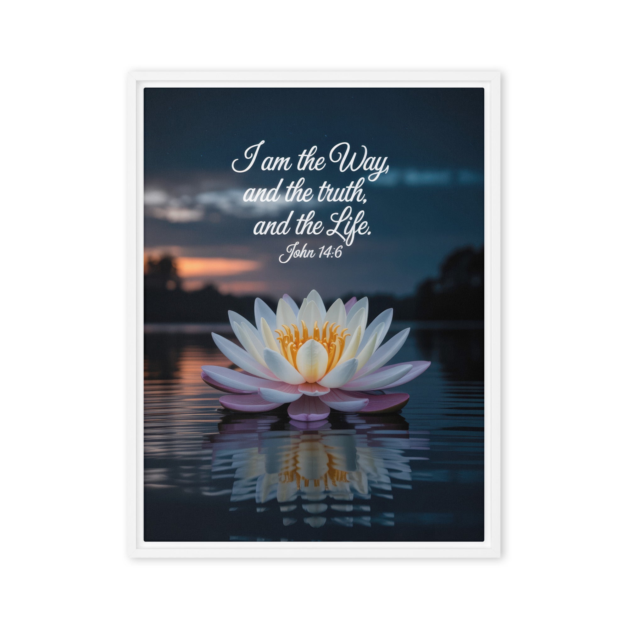 John 14:6 Bible Verse The Father Framed Canvas White 24″×32″