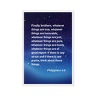 Phil 4:8 - Bible Verse, Think these things Framed Canvas