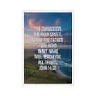 John 14:26 Bible Verse will teach Framed Canvas White 24″×36″