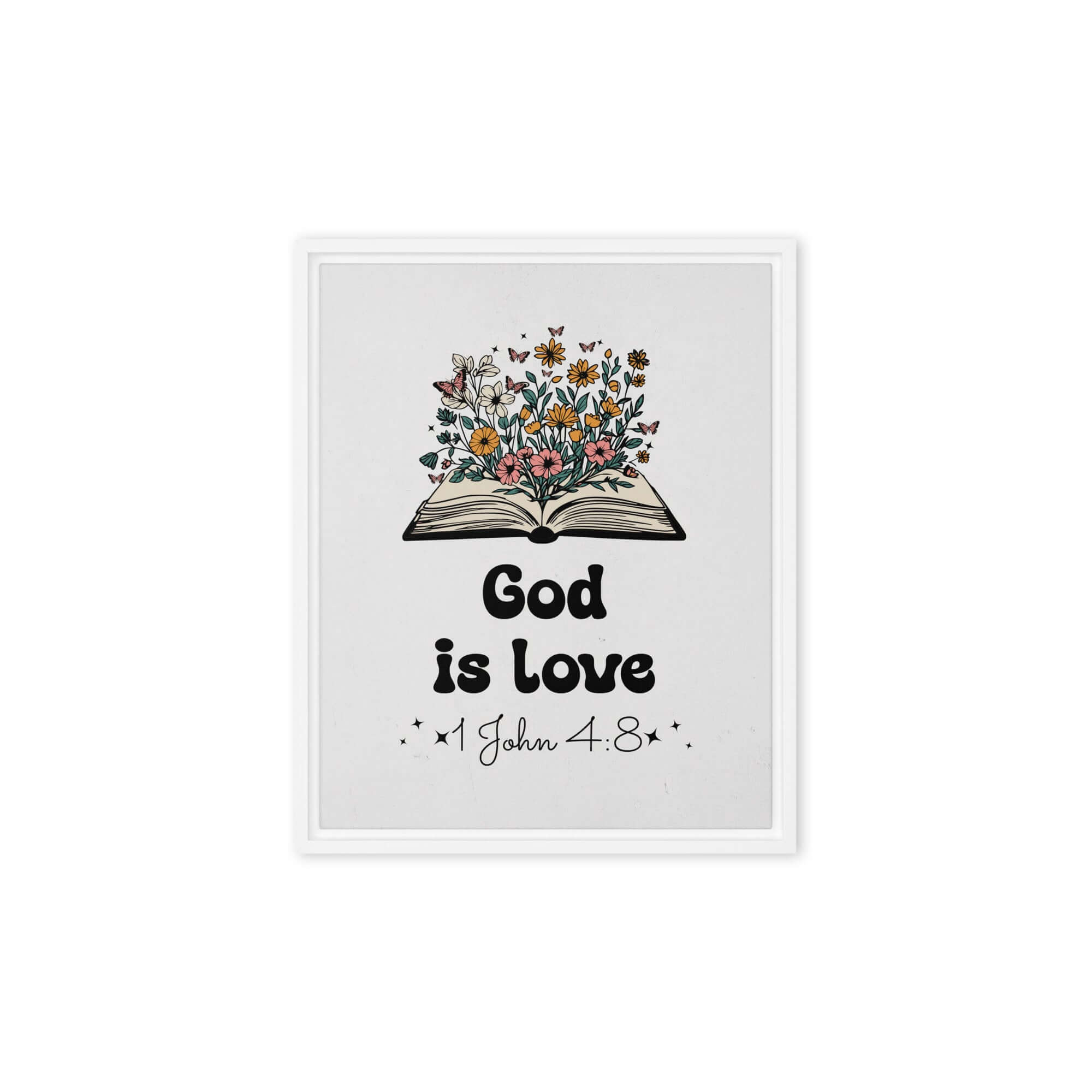 1 John 4:8 - Bible Verse, God is Love Framed Canvas