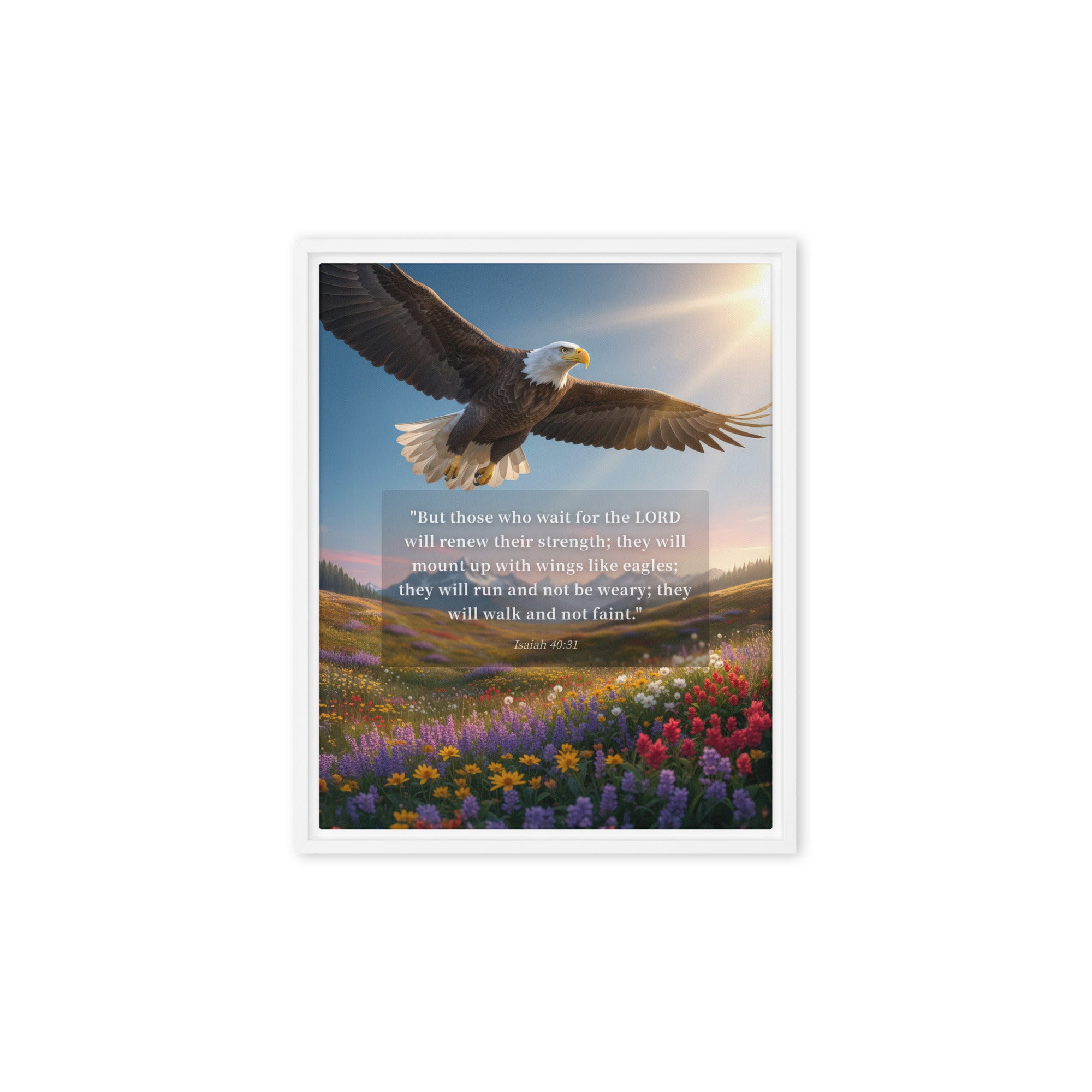 Isaiah 40:31 Bible Verse Who Wait Framed Canvas White 8″×10″