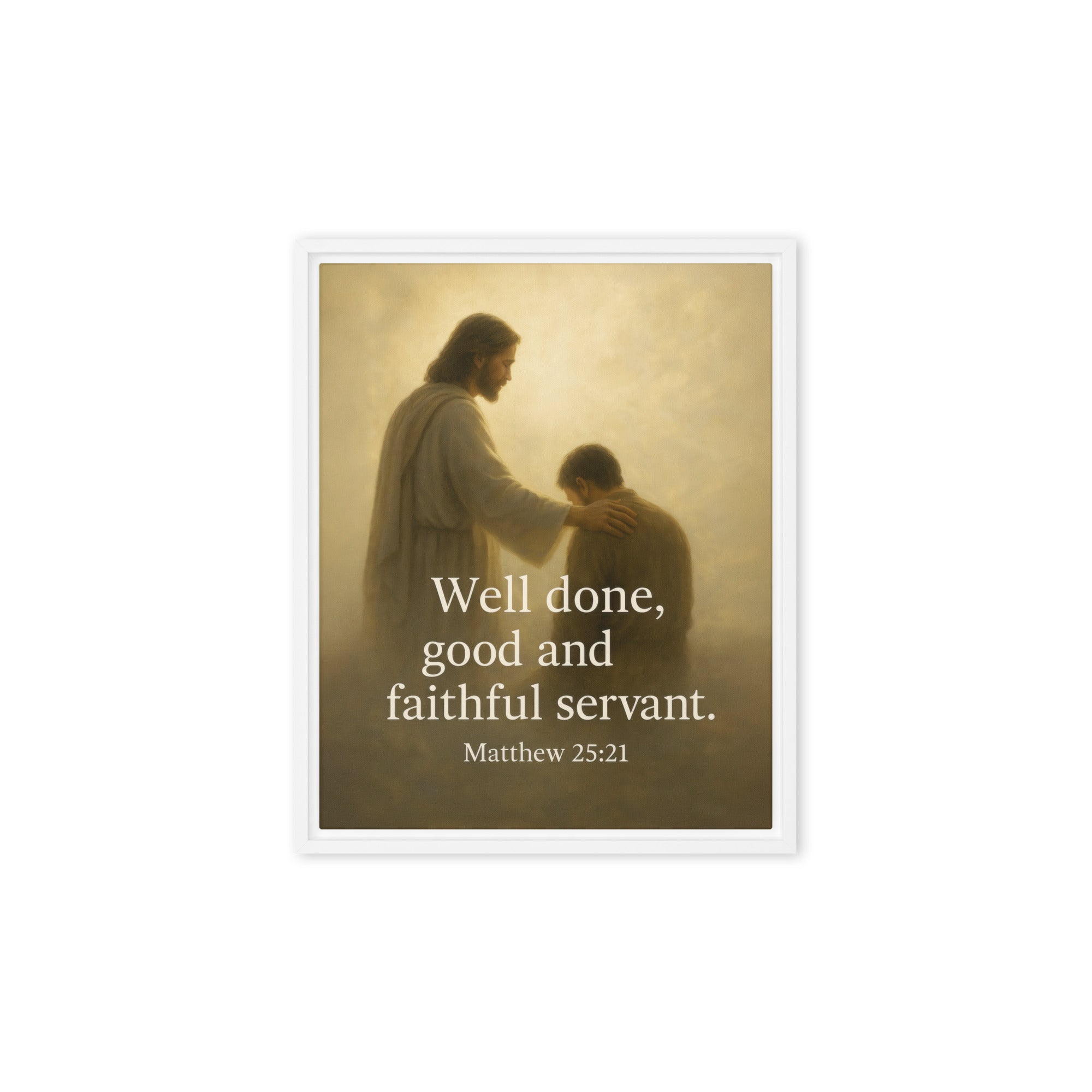 Matthew 25:21 Bible Verse Well Done Framed Canvas White 8″×10″