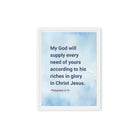 Phil 4:19 - Bible Verse, God will supply Framed Canvas