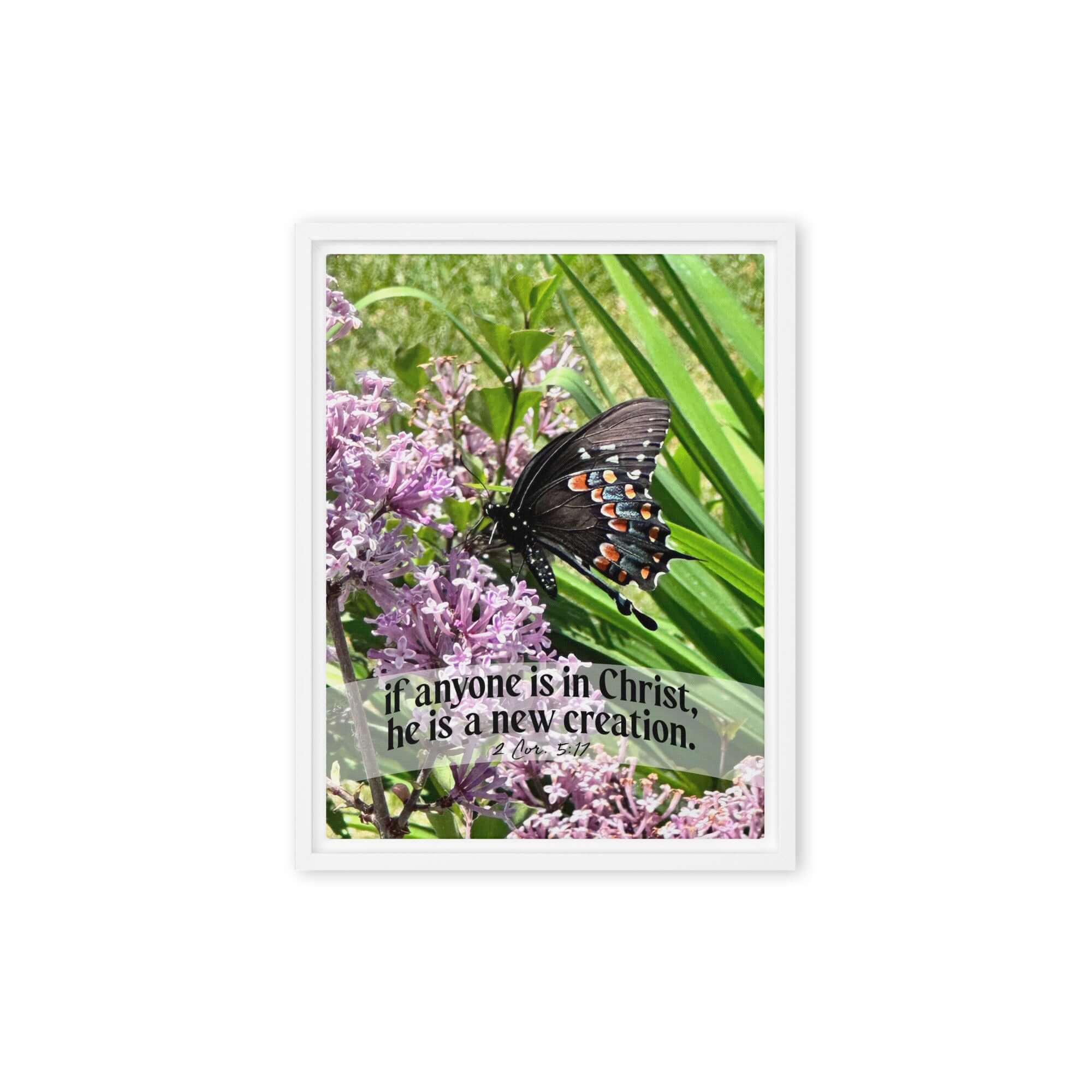 2 Cor. 5:17 Bible Verse, Butterfly Framed Canvas