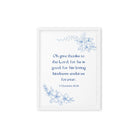 1 Chronicles 16:34 Bible Verse, to the Lord Framed Canvas