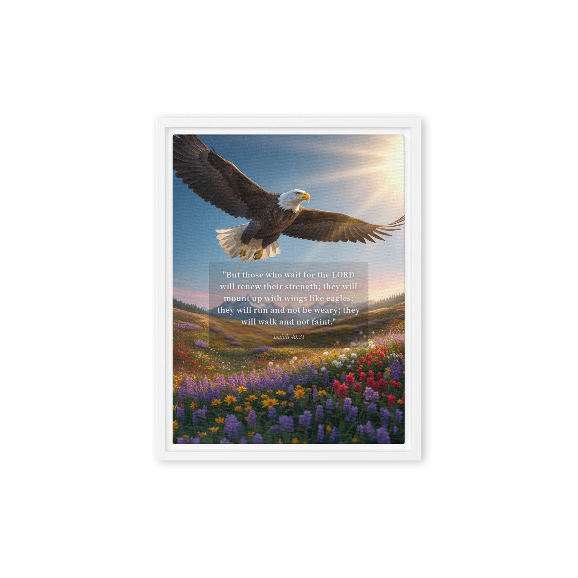 Isaiah 40:31 Bible Verse Who Wait Framed Canvas White 9″×12″