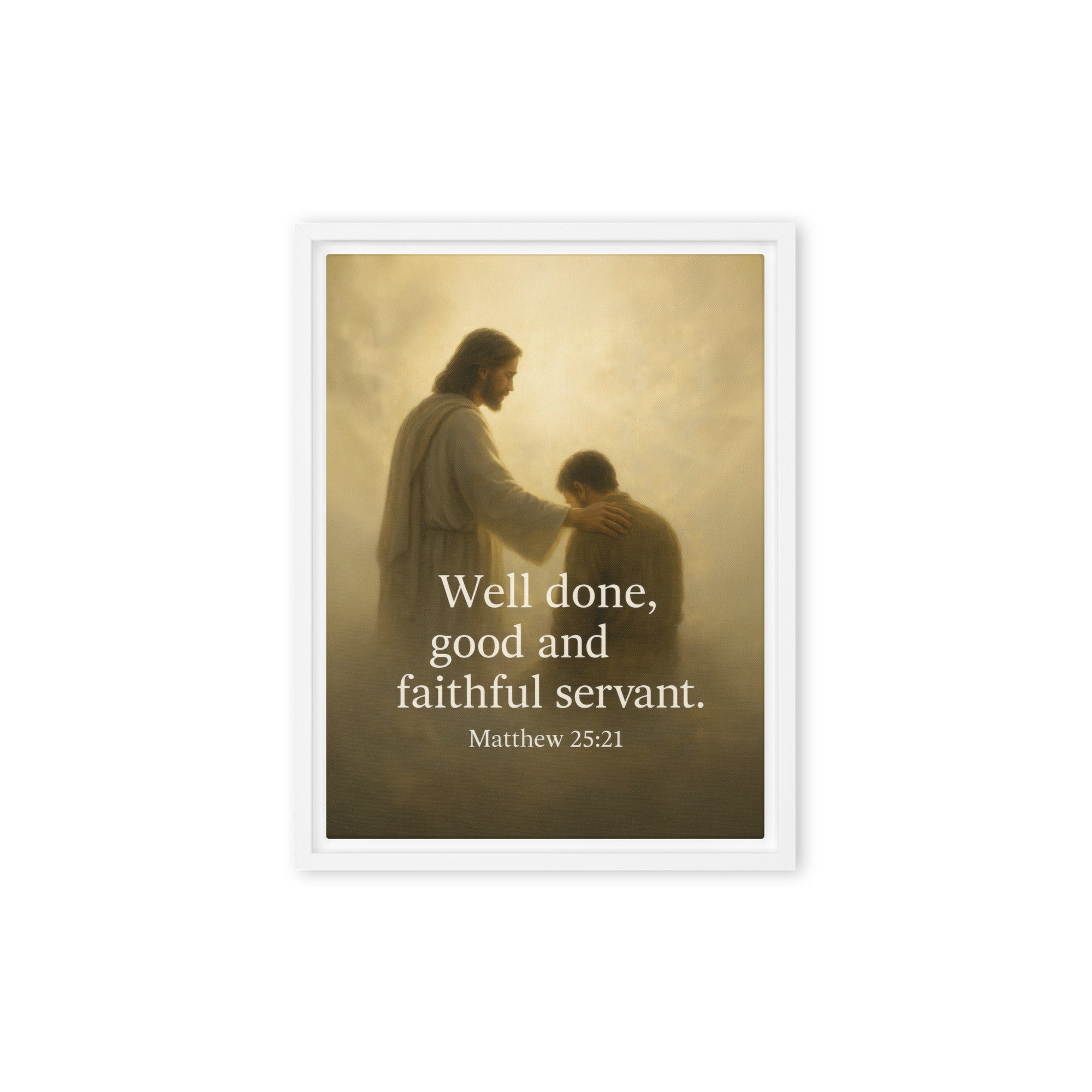 Matthew 25:21 Bible Verse Well Done Framed Canvas White 9″×12″
