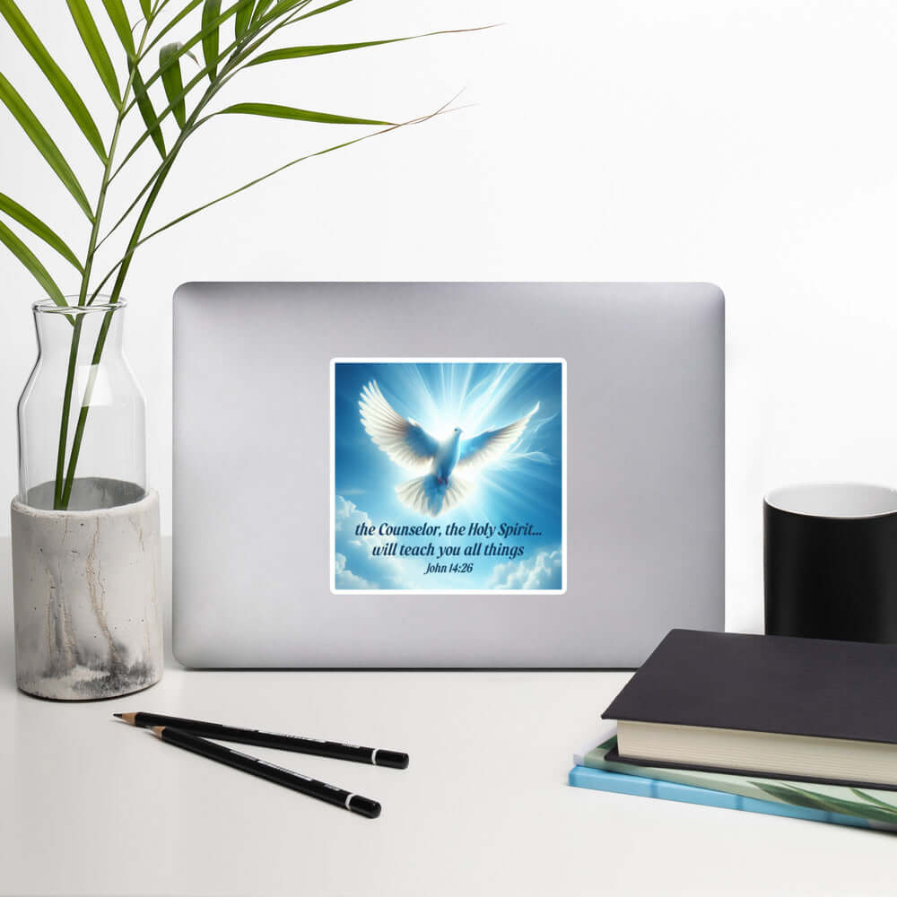 John 14:26 - Bible Verse, Holy Spirit Dove Kiss-Cut Sticker