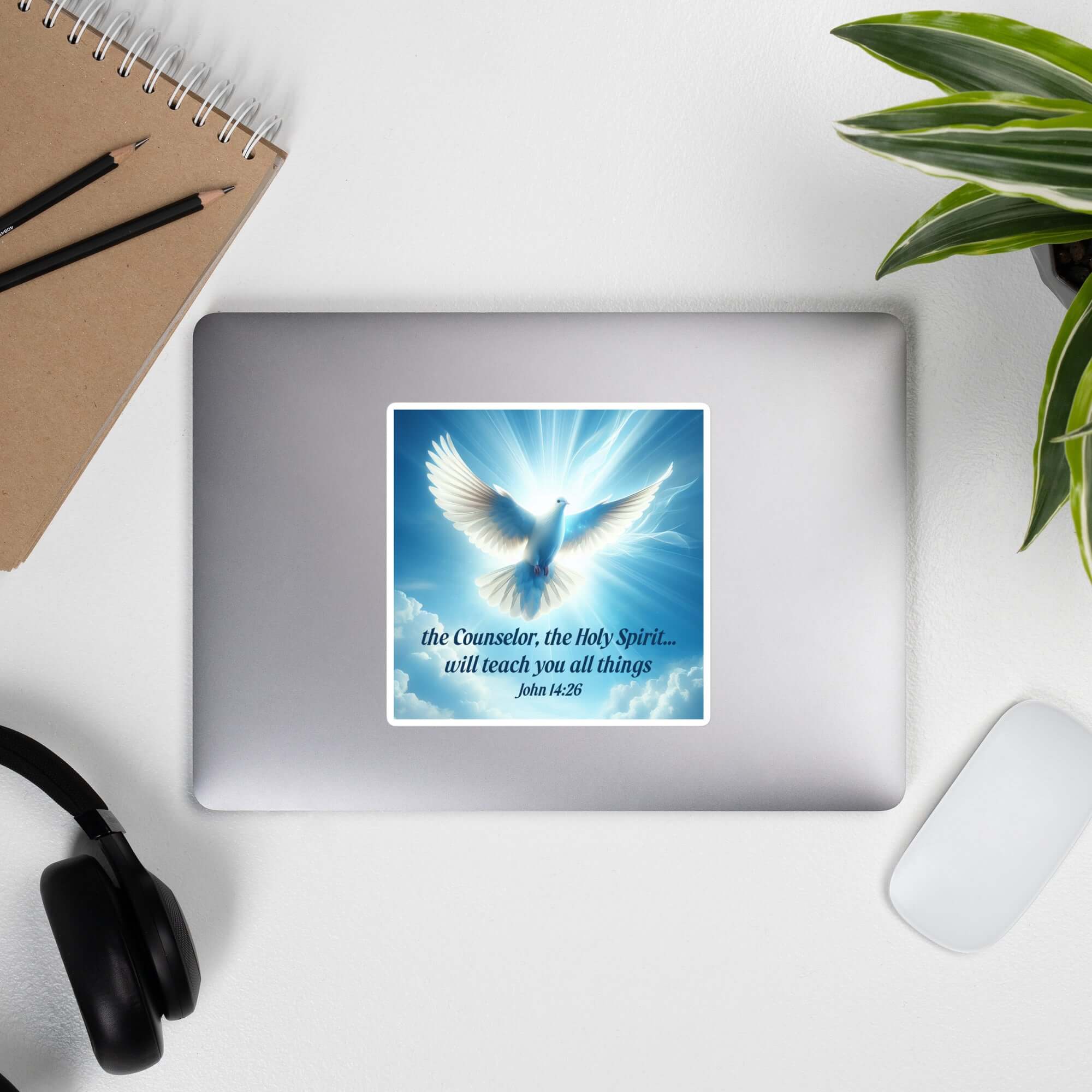 John 14:26 - Bible Verse, Holy Spirit Dove Kiss-Cut Sticker