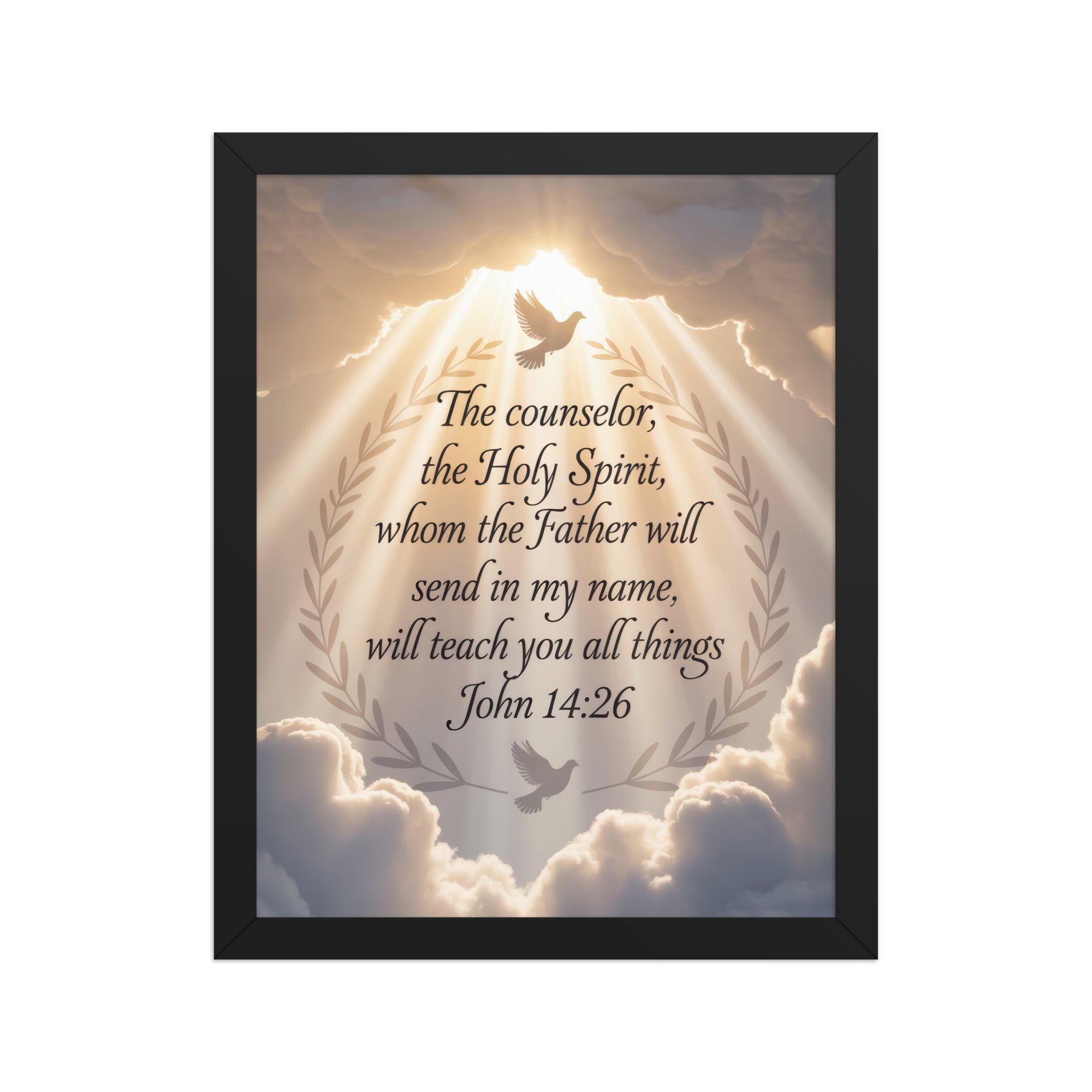 John 14:26 Bible Verse Counselor Premium Luster Photo Paper Framed Poster Black 11″×14″