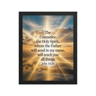John 14:26 Bible Verse will send Premium Luster Photo Paper Framed Poster Black 11″×14″