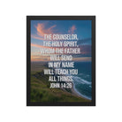 John 14:26 Bible Verse will teach Premium Luster Photo Paper Framed Poster Black 12″×16″