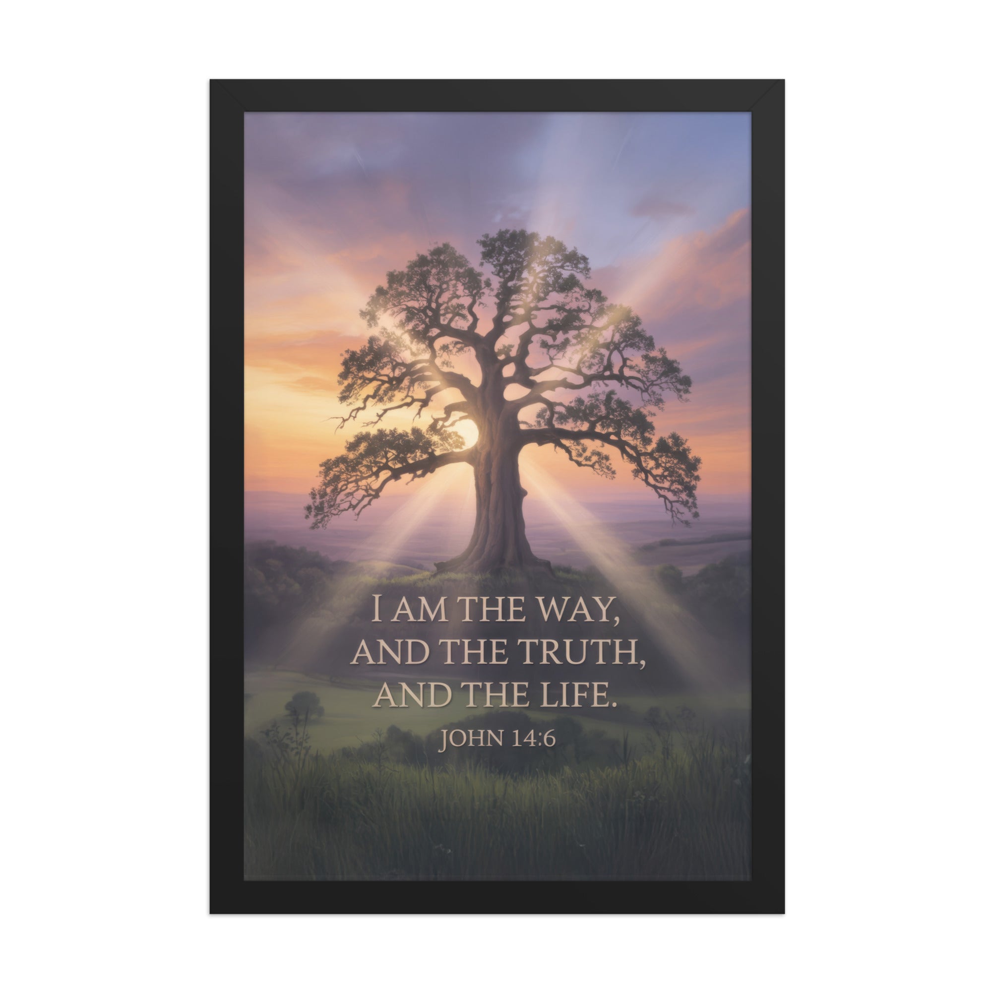 John 14:6 Bible Verse Jesus said Premium Luster Photo Paper Framed Poster Black 12″×18″