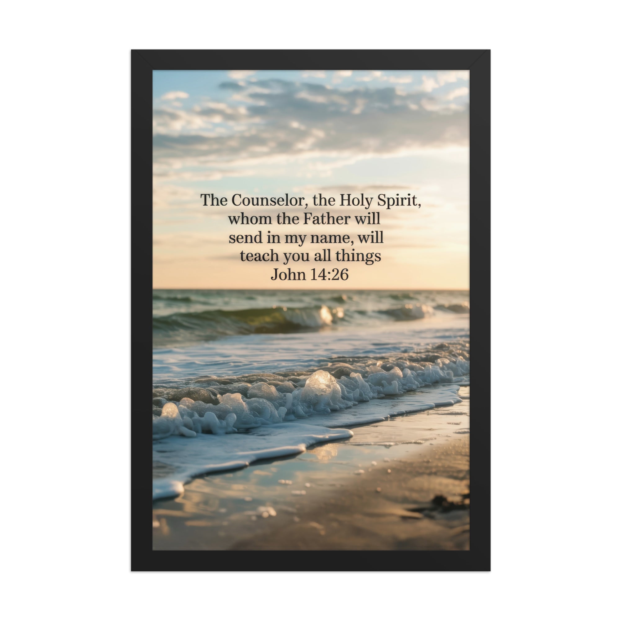 John 14:26 Bible Verse You All Premium Luster Photo Paper Framed Poster Black 12″×18″