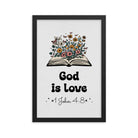 1 John 4:8 - Bible Verse, God is Love Premium Luster Photo Paper Framed Poster