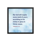 Phil 4:19 - Bible Verse, God will supply Premium Luster Photo Paper Framed Poster