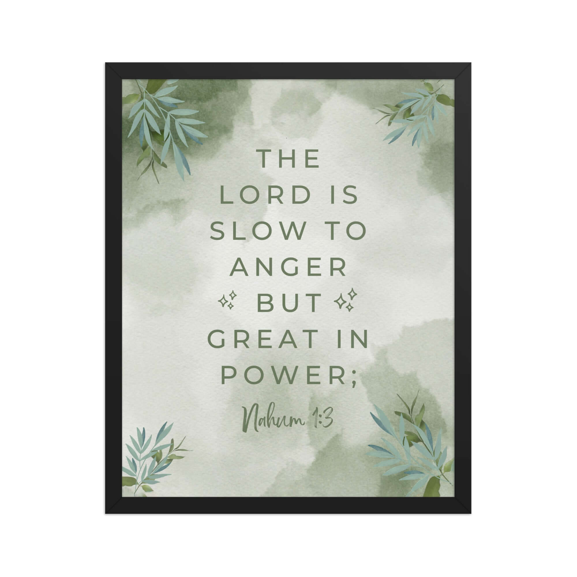 Nahum 1:3 Bible Verse, The Lord is slow Premium Luster Photo Paper Framed Poster