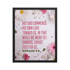 Romans 5:8 - Bible Verse, Christ Died for Us Premium Luster Photo Paper Framed Poster
