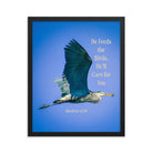 Matt 6:26, Graceful Heron, He'll Care for You Premium Luster Photo Paper Framed Poster