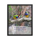 Matt 6:26, Gouldian Finches, He'll Care for You Premium Luster Photo Paper Framed Poster