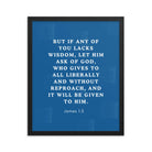 James 1:5 Bible Verse, gives to all Premium Luster Photo Paper Framed Poster