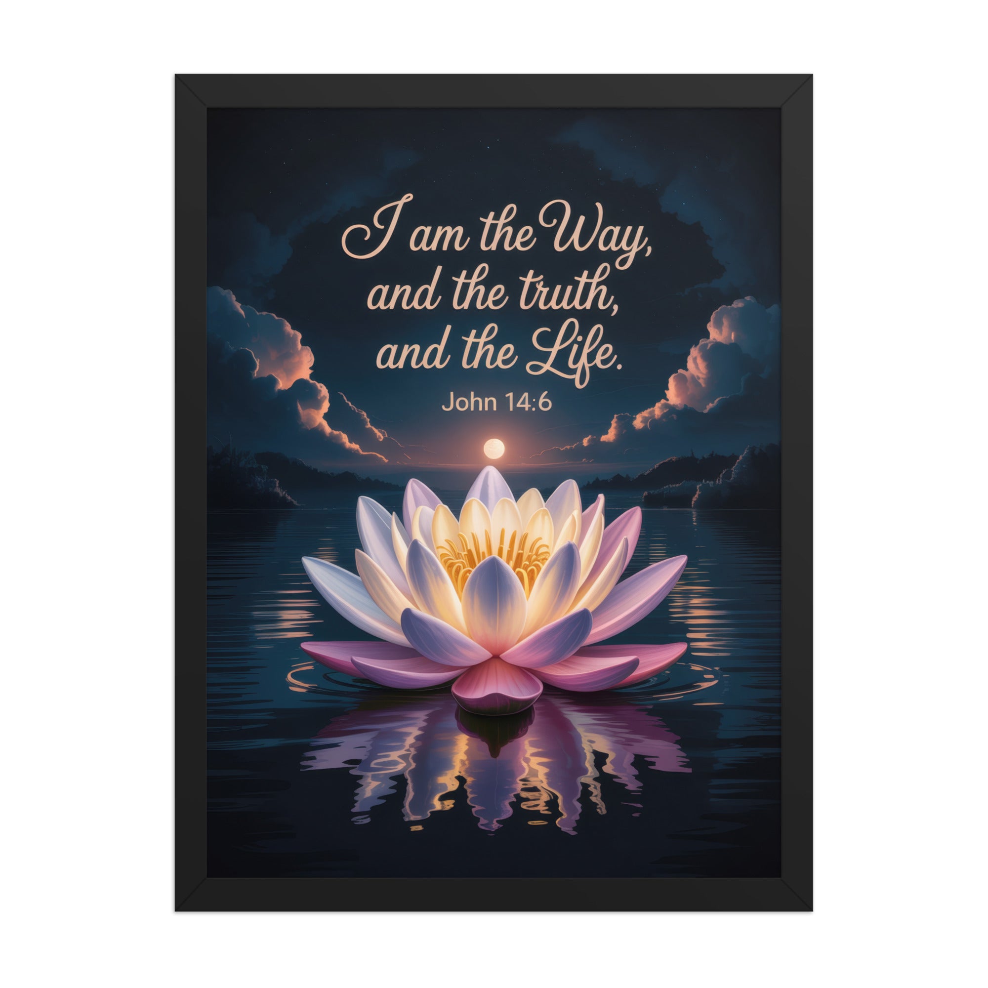 John 14:6 Bible Verse The Way Premium Luster Photo Paper Framed Poster Black 18″×24″