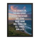 John 14:26 Bible Verse will teach Premium Luster Photo Paper Framed Poster Black 18″×24″