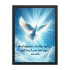 John 14:26 - Bible Verse, Holy Spirit Dove Premium Luster Photo Paper Framed Poster