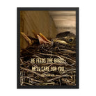 Matt 6:26, Baby Robins, He'll Care for You Premium Luster Photo Paper Framed Poster