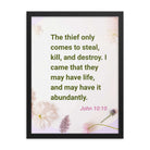 John 10:10 - Bible Verse, Abundant Life Premium Luster Photo Paper Framed Poster