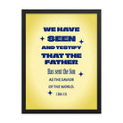 1 John 4:14 - Bible Verse, Savior of the world Premium Luster Photo Paper Framed Poster