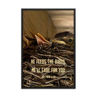 Matt 6:26, Baby Robins, He'll Care for You Premium Luster Photo Paper Framed Poster