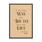 John 14:6 Bible Verse, Color Text Brown Background Premium Luster Photo Paper Framed Poster