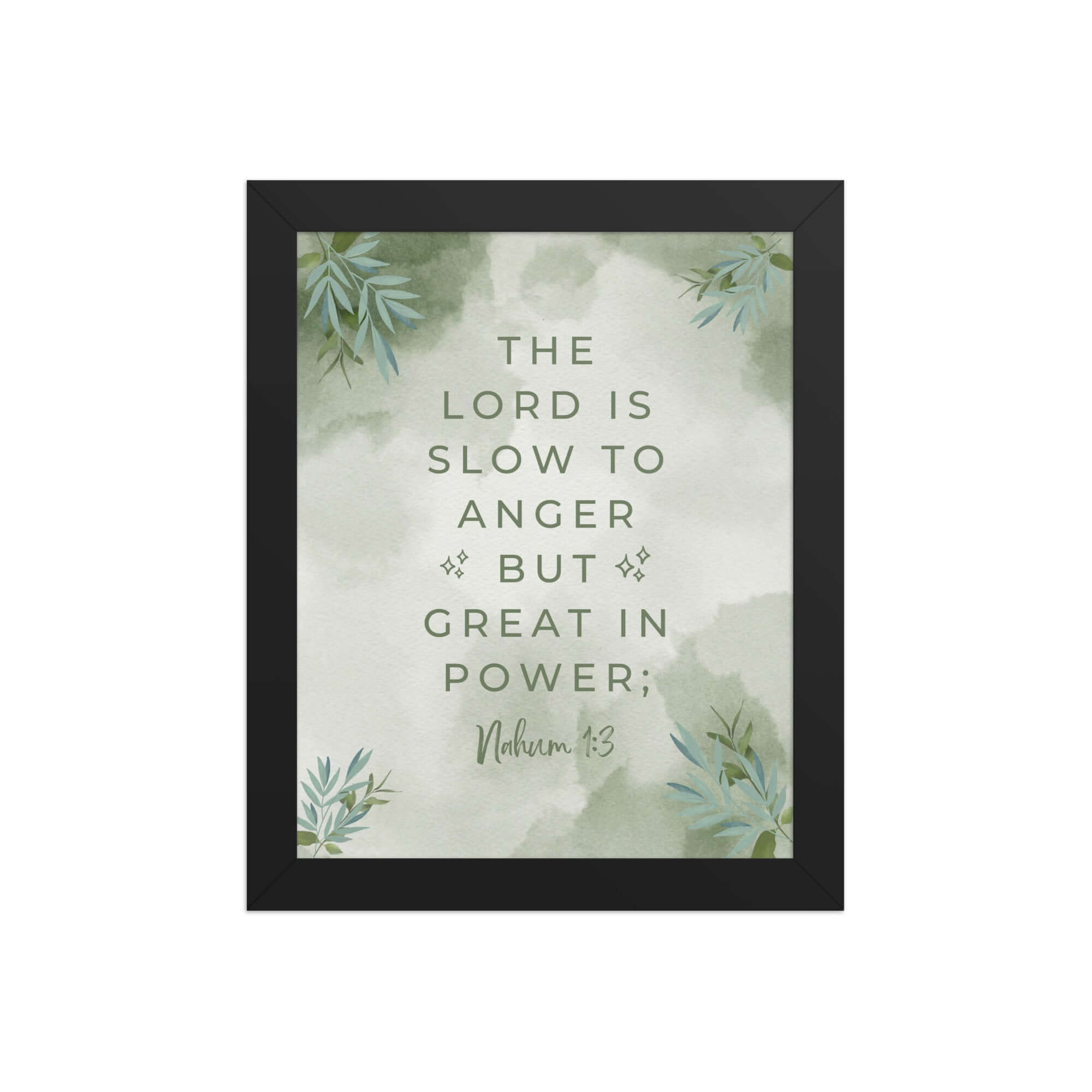 Nahum 1:3 Bible Verse, The Lord is slow Premium Luster Photo Paper Framed Poster