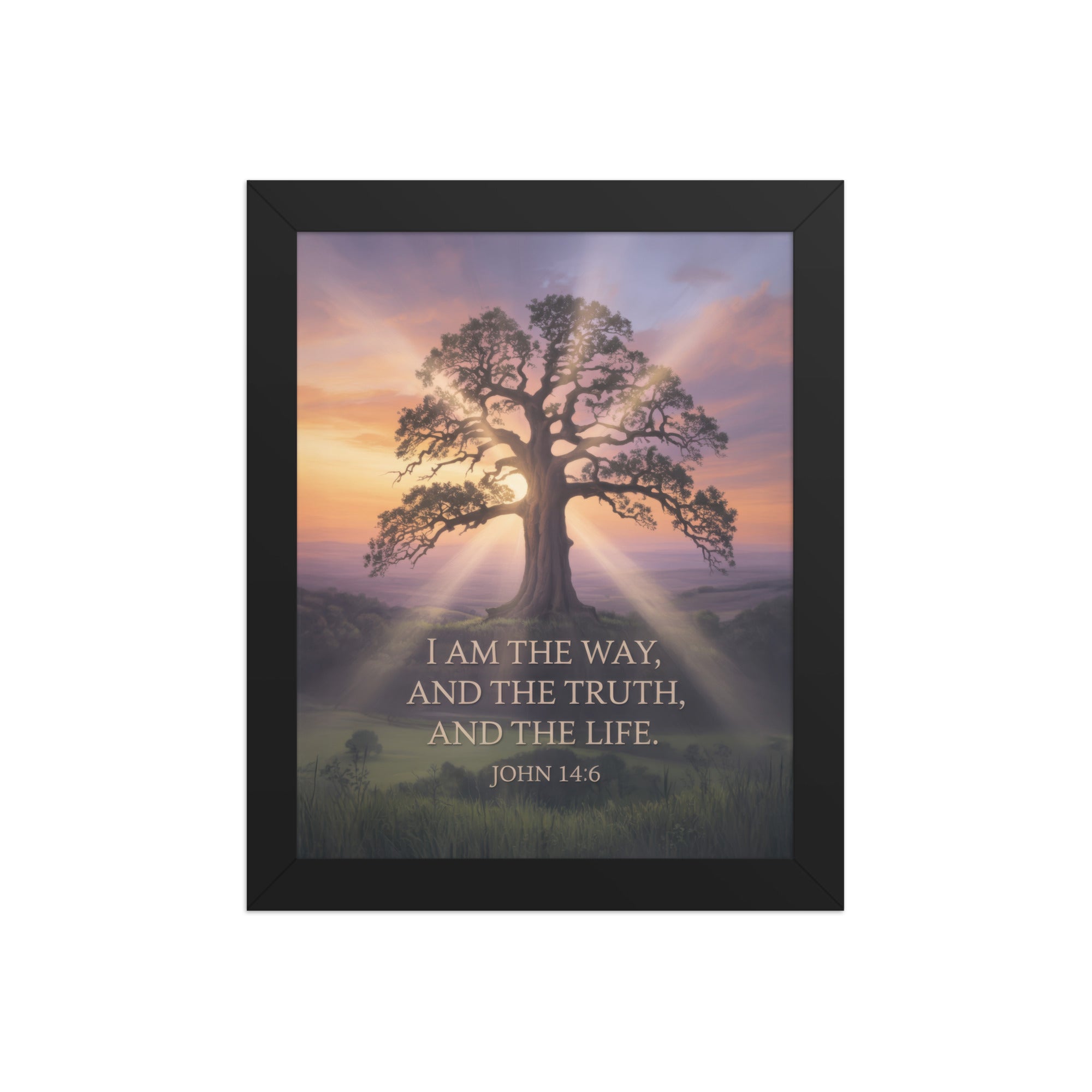 John 14:6 Bible Verse Jesus said Premium Luster Photo Paper Framed Poster Black 8″×10″