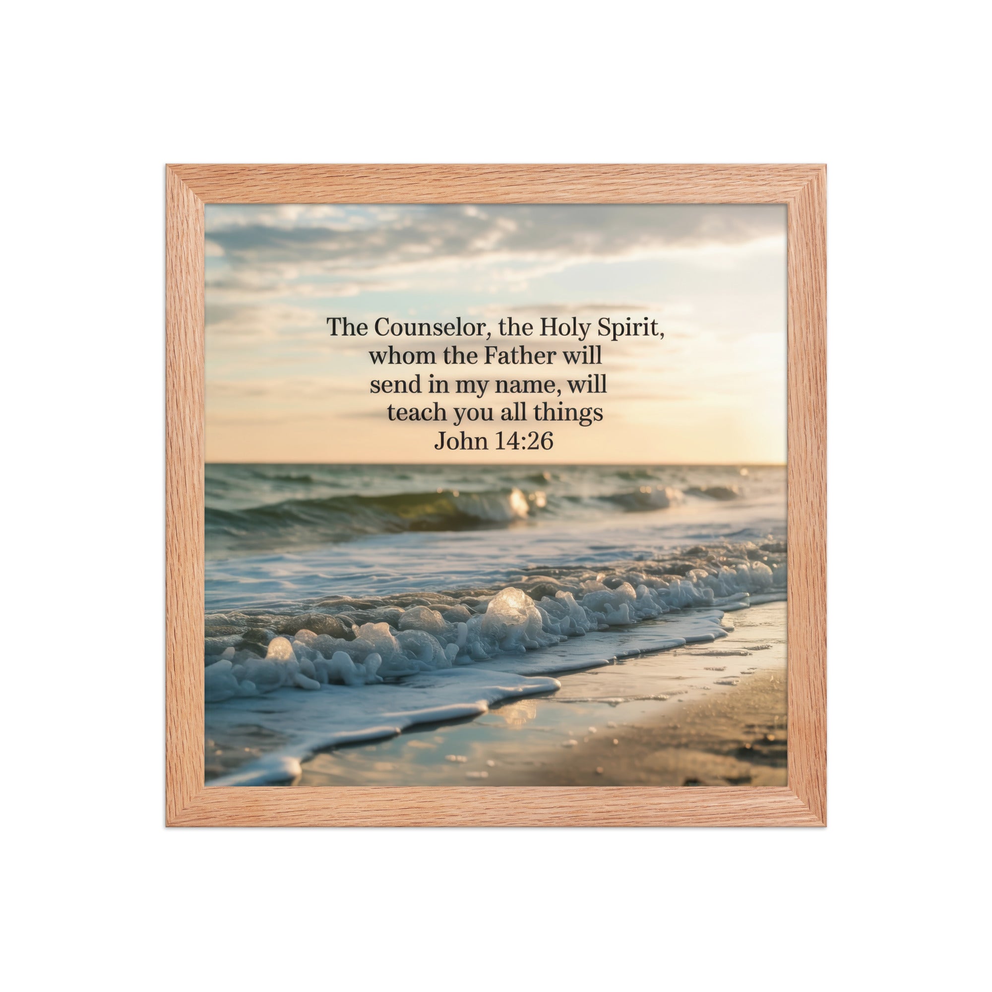 John 14:26 Bible Verse You All Premium Luster Photo Paper Framed Poster Red Oak 12″×12″