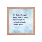 Phil 4:19 - Bible Verse, God will supply Premium Luster Photo Paper Framed Poster