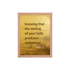 James 1:3 - Bible Verse, testing of your faith Premium Luster Photo Paper Framed Poster