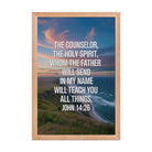 John 14:26 Bible Verse will teach Premium Luster Photo Paper Framed Poster Red Oak 12″×18″