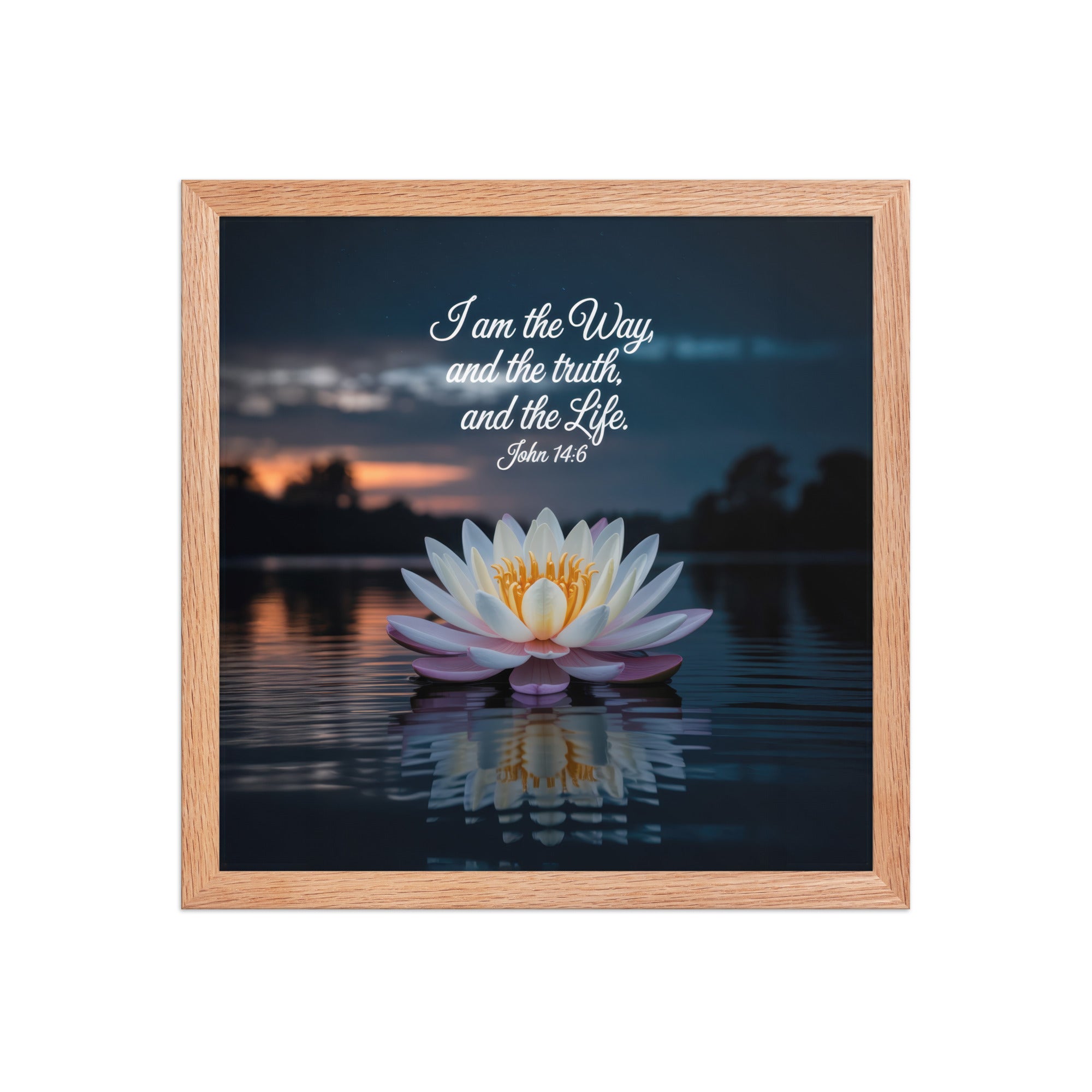John 14:6 Bible Verse The Father Premium Luster Photo Paper Framed Poster Red Oak 14″×14″