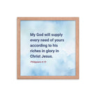 Phil 4:19 - Bible Verse, God will supply Premium Luster Photo Paper Framed Poster