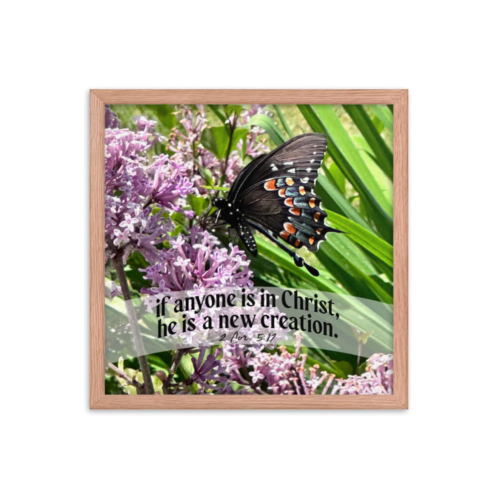 2 Cor. 5:17 Bible Verse, Butterfly Premium Luster Photo Paper Framed Poster