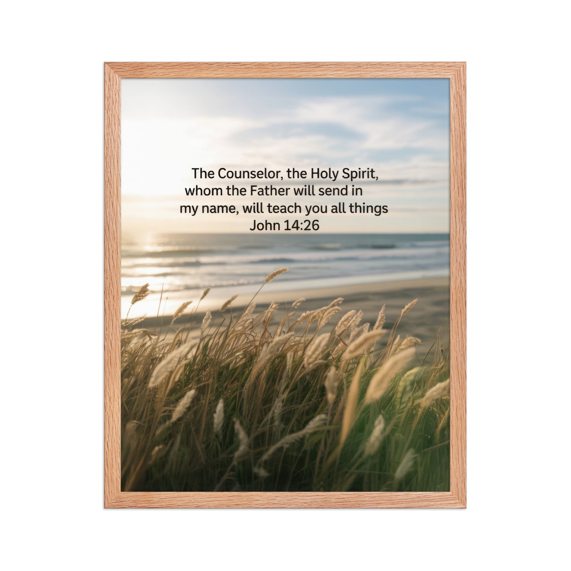 John 14:26 Bible Verse in my name Premium Luster Photo Paper Framed Poster Red Oak 16″×20″