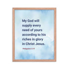 Phil 4:19 - Bible Verse, God will supply Premium Luster Photo Paper Framed Poster